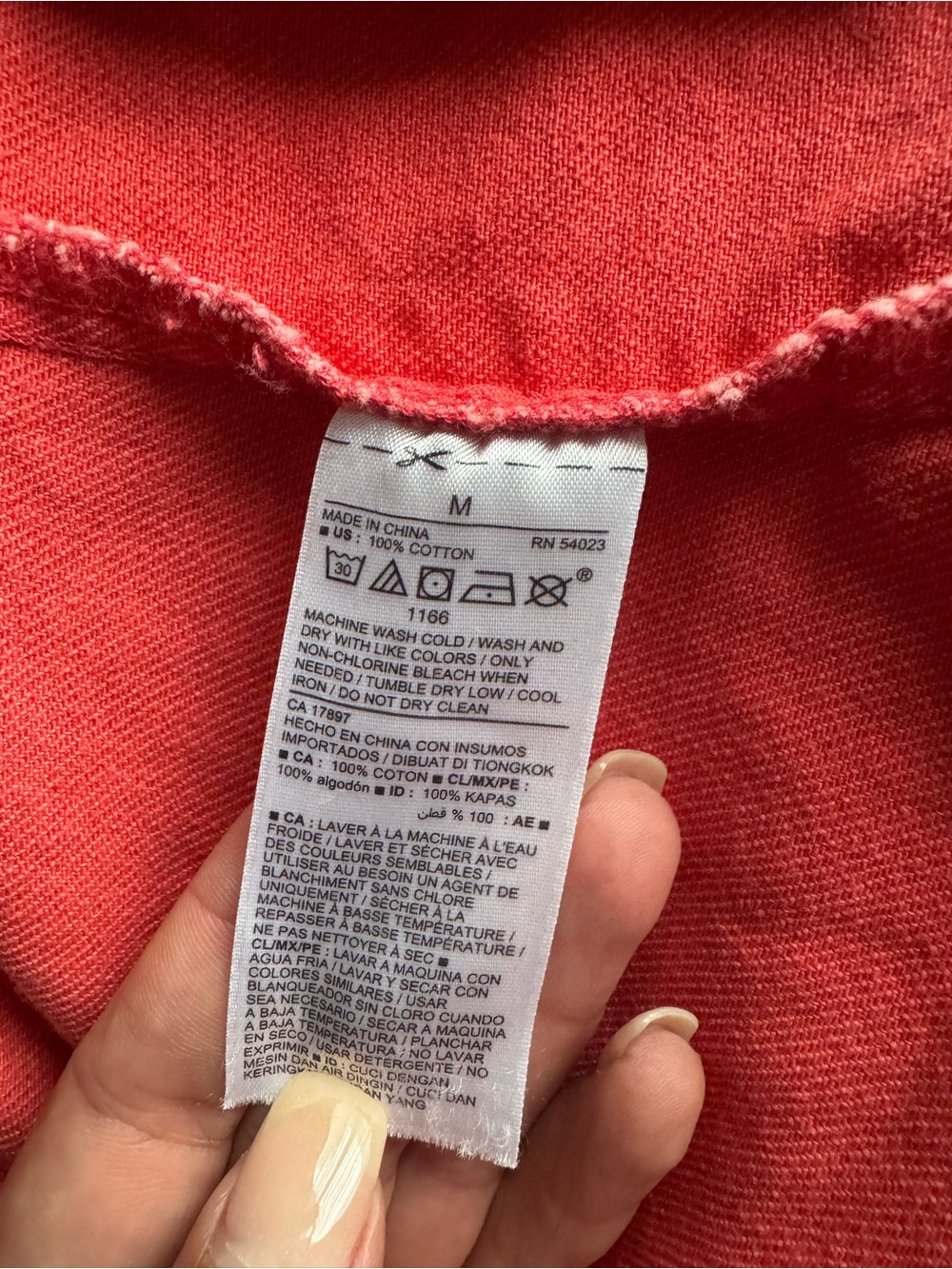 Old Navy Coral-Red Denim Jacket - Picture 3 of 7